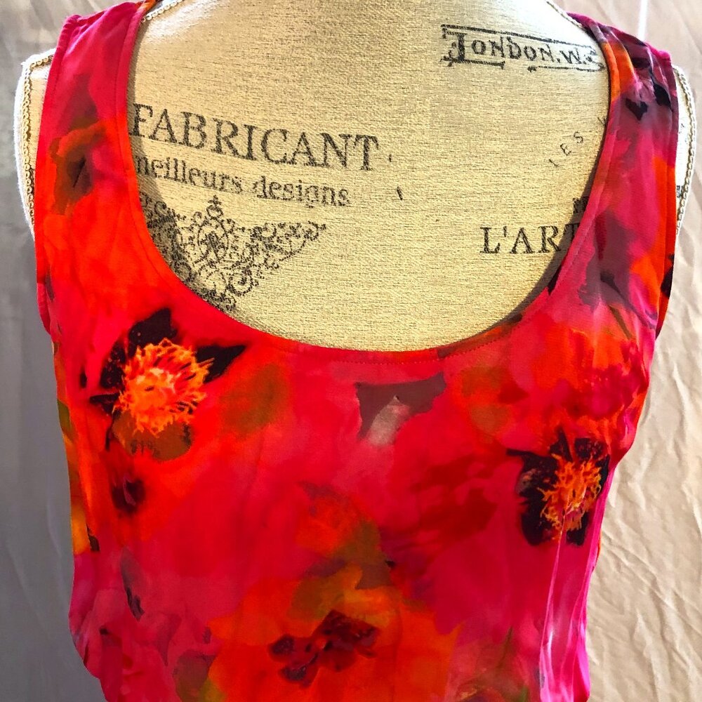 Calvin Klein Floral Long Plaid-Sleeveless Dress: Size 8